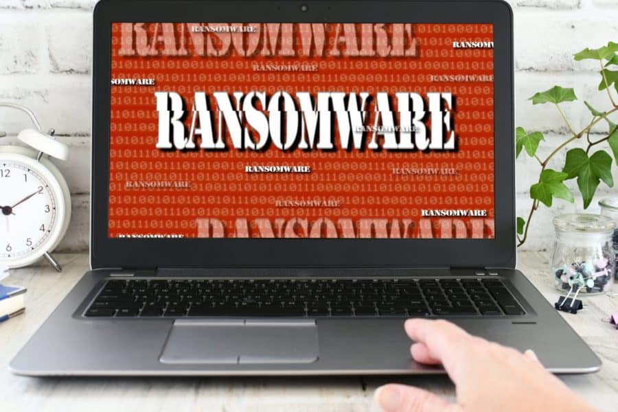 ransomware attacks on screen of laptop