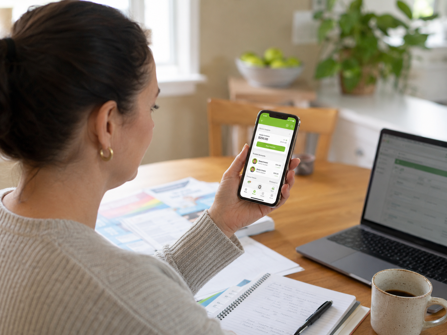 BLOG image Woman sitting using EduTrak on a phone